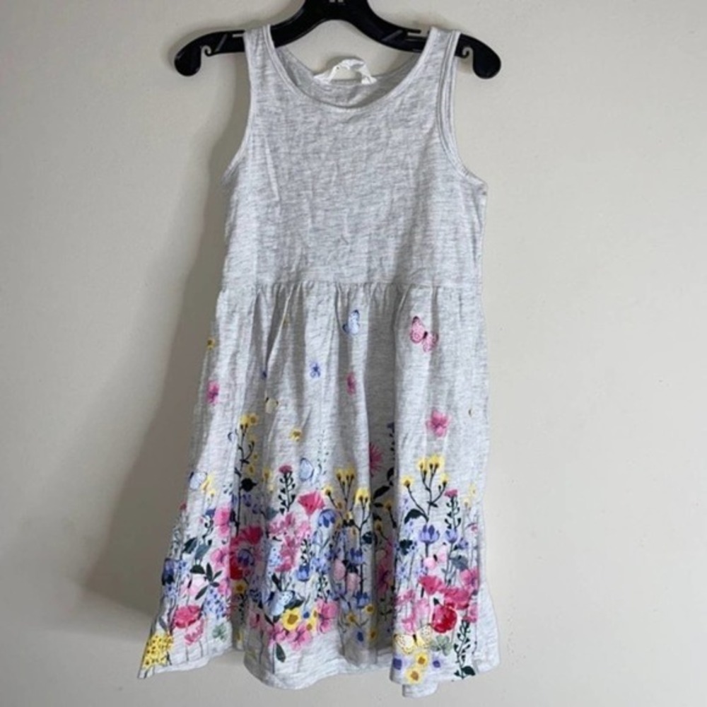 H&M Toddler Girl Grey Floral Short Sleeve Dress